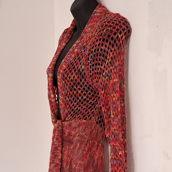 Neslay Paris Multi Colored Knit Front Tie Sweater Misses Size Misses S/M - Picture 9 of 13